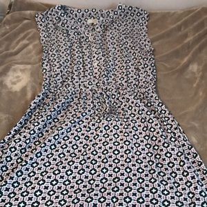 Loft size M lavender/navy drawstring waist dress